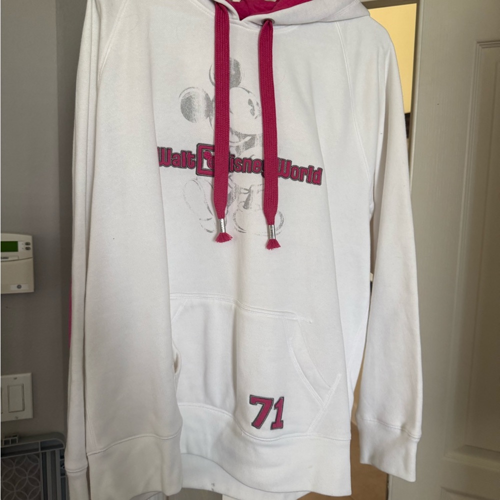 Disney White Hoodie with Pink Walt Disney World Logo